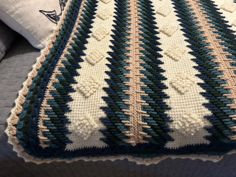 "Manta de ganchillo hecha a mano afgana 64"" x 92"" colcha multi tiro ¡Hermosa!! Foto 4 de 4