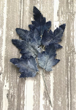 Antique Vintage Millinery Large Velvet Leaves Variegated Blue Color