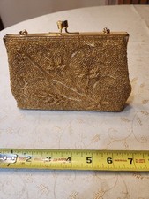 Vintage Gold Color Beaded Evening Special Occasion Purse