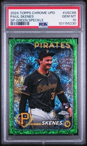 Topps Chrome Paul Skenes #USC88 Image Var Green Speckle Refractor /99 PSA 10 RC