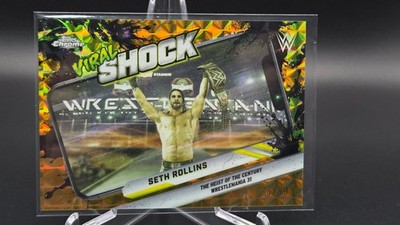 2026 Topps WWE Chrome Seth Rollins #VIR-7 Gold Geometric /50 Viral Shock
