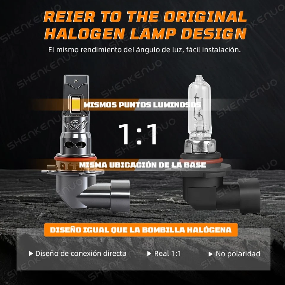 9005+H11+H11 LED Headlights+Fog Light Bulbs Kit 6000K White For 2021 Honda CR-V - Image 2 of 4