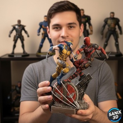 Deadpool & Wolverine   3D Resin Druck Figuren Set | Unbemalt & mehrteilig zum Be