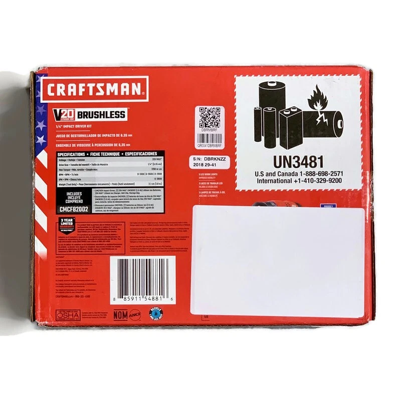 CRAFTSMAN CMCF820D2 V20 20V Max Variable Speed Brushless Cordless Impact Driver - Image 2 of 4