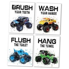 IIILUYOT Bathroom Wall Decor Funny Watercolor Racing Car, Brush Flush Wipe