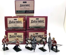 BRITAINS COLLECTION OF FIVE GLOSS ZULU FIGURES 45008, 10, 11, 12  13 54MM