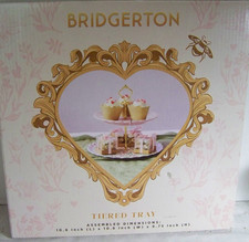 NIB Bridgerton Large Tiered Tray 2 Layer Queens Edition Pink Floral Design 2024