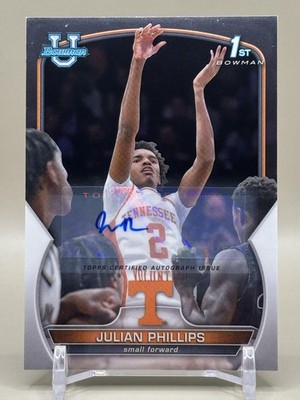 2022-23 Bowman University Chrome Julian Phillips Auto - Tennessee Volunteers