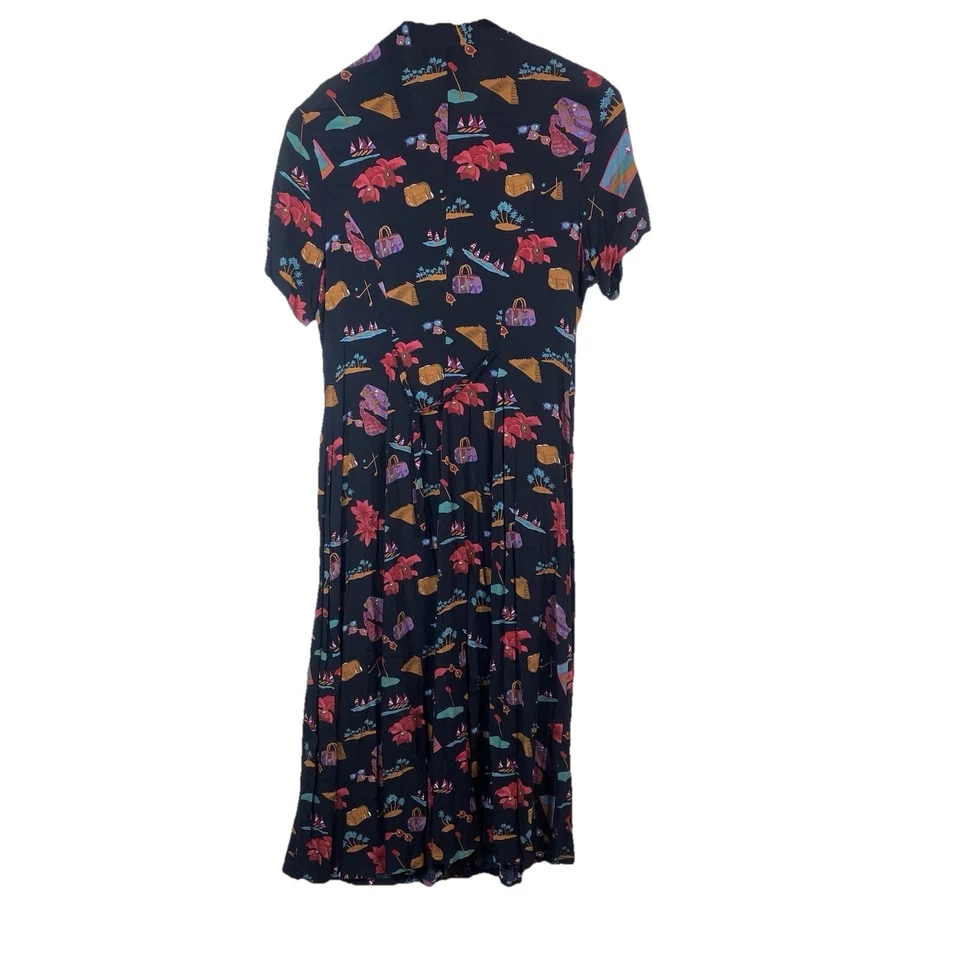 Vtg 90s Sag Harbor Dress Midi/Maxi Sz 18 Vacation Novelty All Over Print Prairie - Image 2 of 4