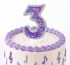 Purple Birthday Number 3 Candles for Cake Topper Party Decorations