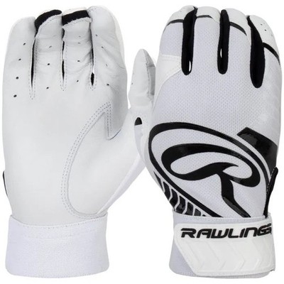 Rawlings 5150 Baseball Softball Adult Size L Batting Gloves White Black