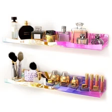 23.6 Inches Thickened Iridescent Perfume Organizer Shelf, Acrylic Bookshelves...