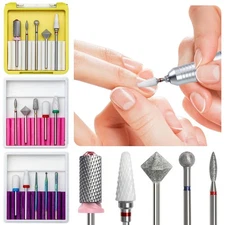 5 IN 1 Nail Drill Bits Set 3/32" Tungsten Ceramic Manicure Pedicure Drill Bit