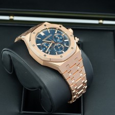 2022 Audemars Piguet Royal Oak Chronograph 38mm Blue Rose Gold Complete Set 3