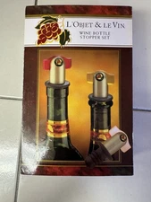NIB L'Objet & Le Vin Wine Bottle Stopper Set. 3pc（005）