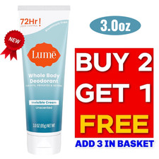 Lume Whole Body Deodorant - Invisible Cream Tube - Unscented 3.0 oz New  SALE  