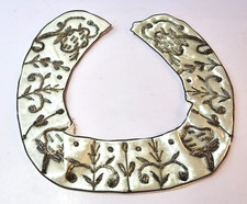 1960s Embroidered Collar, Cream-Satin, Gold Zardosi 15" Original Box