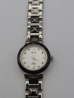 Q-Max Crystal Quartz Women's Watch Silver Tone New Battery Working