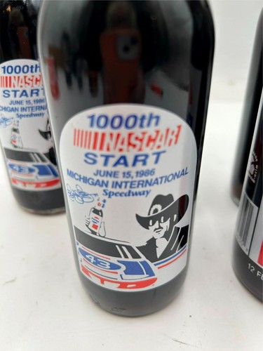 6) PEPSI 12 OZ GLASS BOTTLES-1000th NASCAR START-MICHIGAN-1986-#43 PETTY-*READ* - Picture 2 of 5
