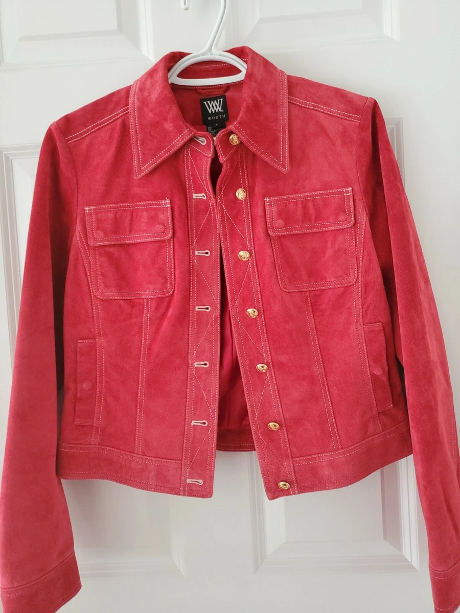 Worth Red Suede Leather Jacket Size 6 | eBay