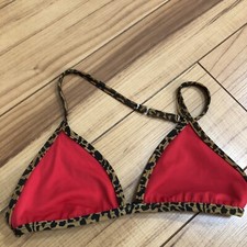 Animal Print/Red And Print REVERSIBLE BIKINI SWIM TOP sz Med