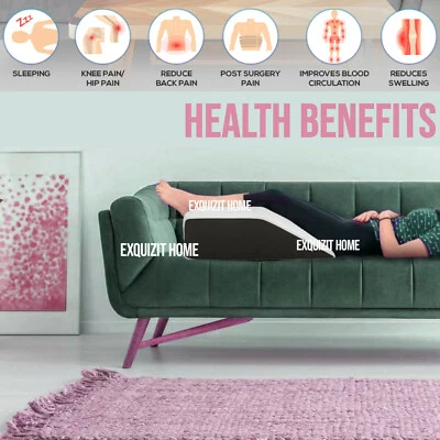 EXQUIZIT HOME Leg Pillow Elevating Wedge Memory Foam Rest Pillow Back Hip Knee BLACK WHITE