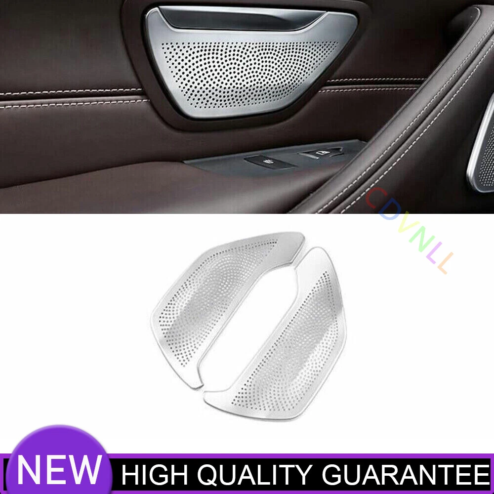 For BMW 5 Series 2018-2022 Silver Titanium Inner Door Speaker Ring Cover Trim 2*
