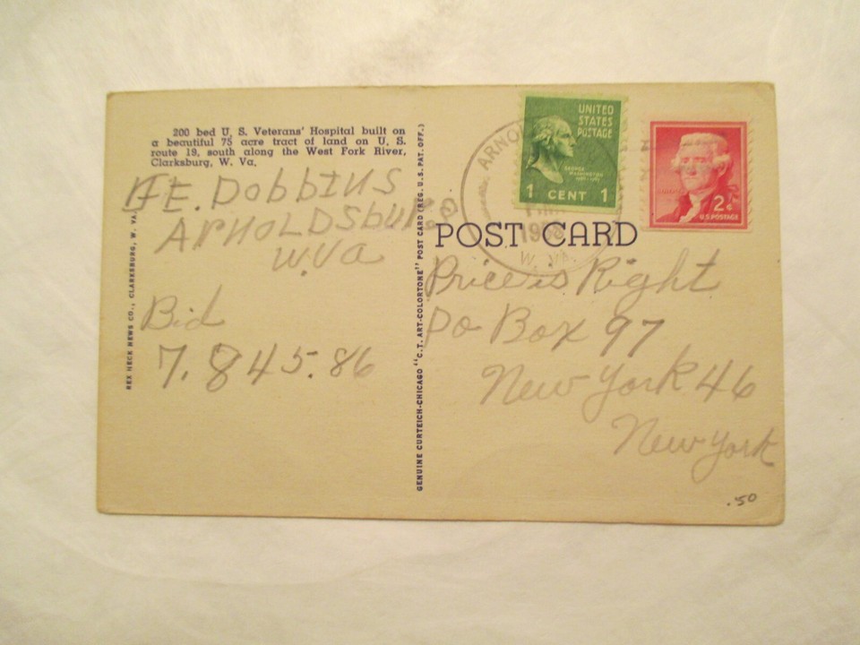 west-virginia-postcard-u-s-veterans-hospital-clarksburg-wv-ebay