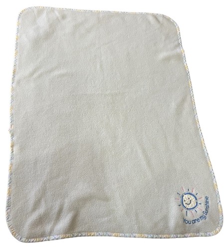 Vintage Just Born Baby Blanket You Are My Sunshine Yellow Fleece Plaid Trim USA - Picture 3 of 5