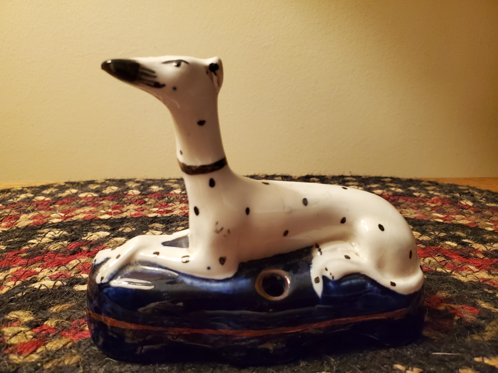 Vntge Dog Staffordshire Ware Kent,England Ink Well Figurine Dalmatian/ Whippet