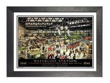 Waterloo Station London Southern Railway Print Vintage Old Advert Poster 