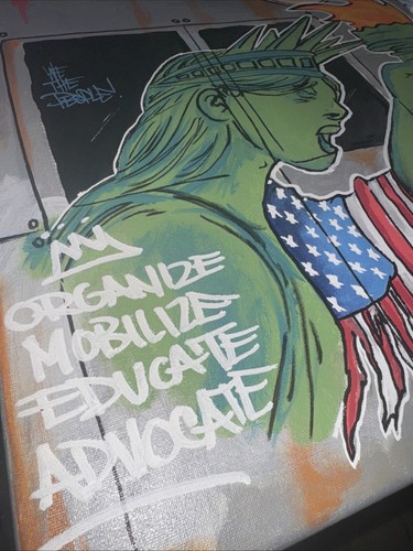 16 x 20 shortie canvas graffiti Transit Statue Of Liberty NYC Subway Train - Picture 3 of 3