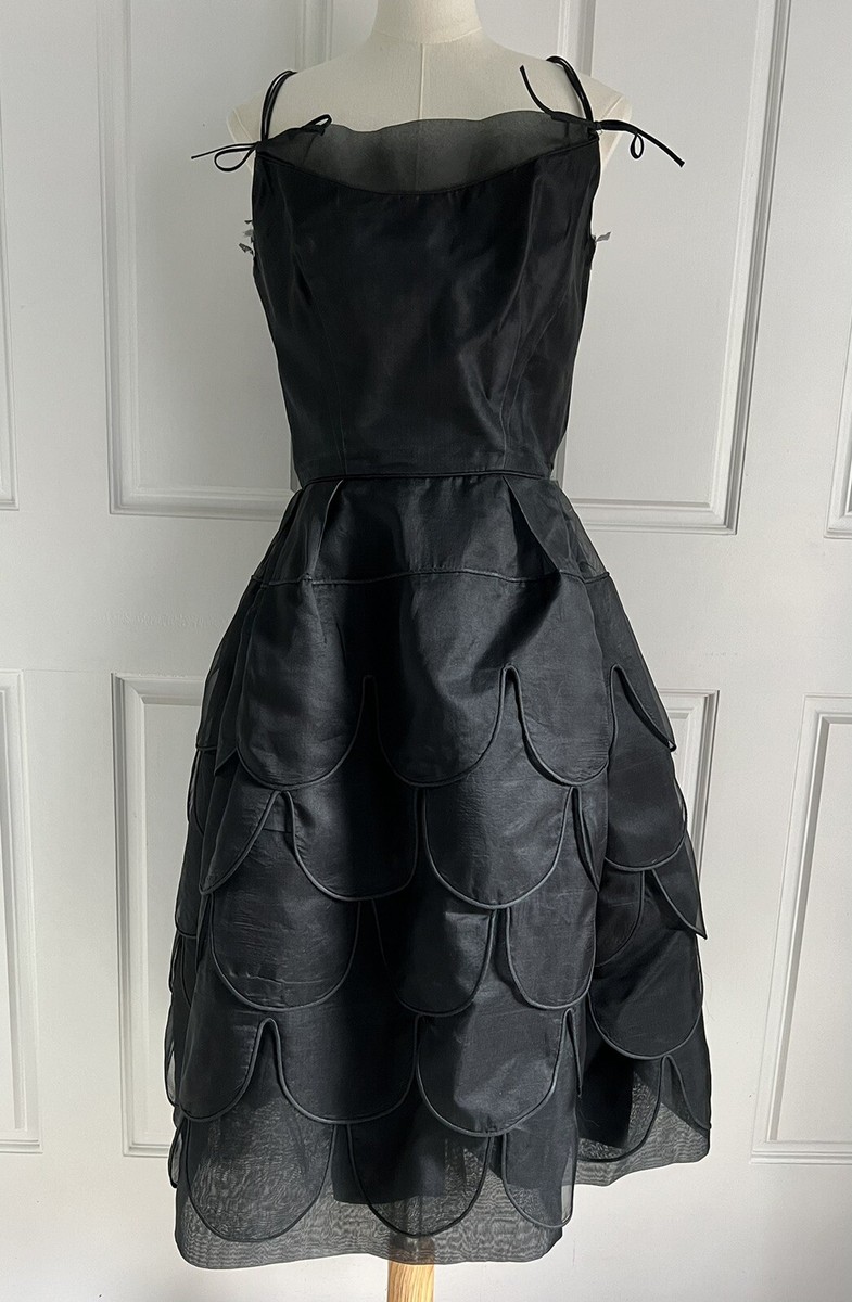 Vintage 1950's Frank Starr Originals Black Chiffon Petal Skirt Party Dress  Sz S | eBay