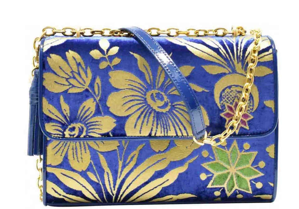 BOLSO TORY BURCH GRANDE FLEMING CÓSMICO FLORAL CONVERTIBLE TERCIOPELO/CUERO Foto 2 de 4