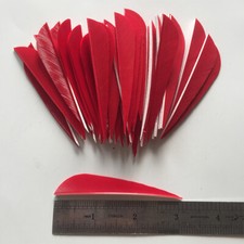 50PCS 3inch Red Parabolic Fletches Feathers Fletching RW LW
