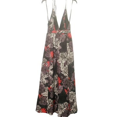 La Charme U Floral Green Halter Maxi Dress Size Small