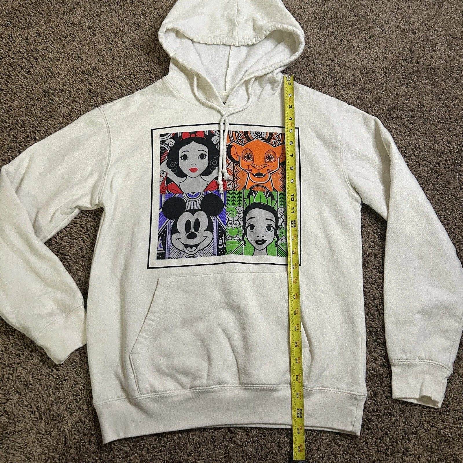 OFF WHITE Felpa donna Disney con cappuccio principessa avorio crema 100 anni taglia media