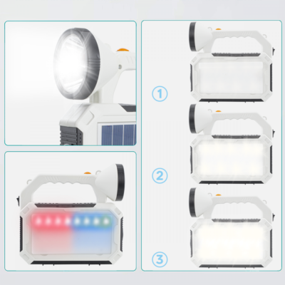 Torcia LED Tattica Ricaricabile Con Pannello Solare, 4 Modalità, Power Bank - Maka Solar