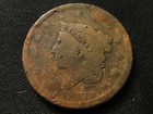 1837 #2 CORONET HEAD LARGE CENT --   FULL LIBERTY  DARK COIN — photo 1