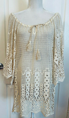 NWOT ANTHROPOLOGIE Cotton Lace Crochet EBERJEY BEACH TUNIC Coverup