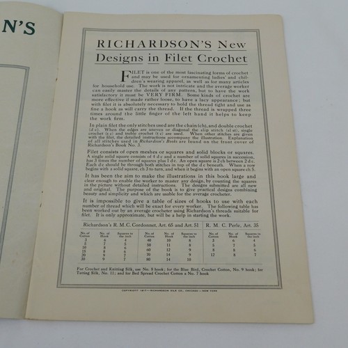 Richardsons New Designs in Filet Crochet Book 14 Silk Company Antique 1917 Extra - Picture 4 of 8
