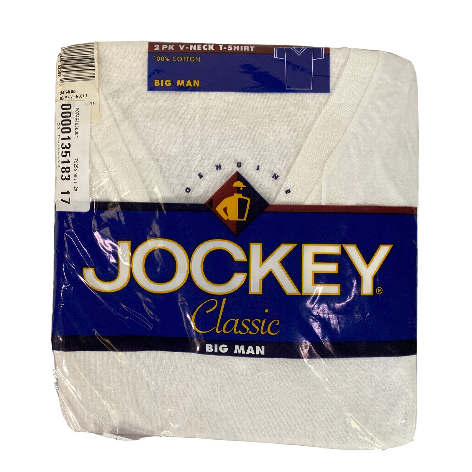 NEW Jockey Men's White Classic Big Man V-Neck T-Shirts Pack of 2 Sz XXL