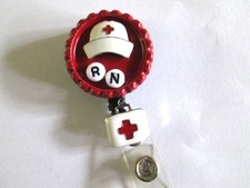 ID BADGE REEL MAGNET OR CLIP BACK RN NURSE HAT NURSE,MEDICAL,ICU,ER,PEDIATRIC