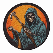 Skeleton Patch Iron-on Applique Halloween Grim Reaper Badge Scary Horror Decor