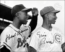 Hank Aaron Ernie Banks Autographed Reprint Photo 8X10 Braves Cubs FREE SHIPPING