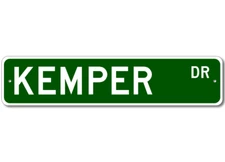 Kemper Drive Street Sign Personalized Custom Last Name Metal Sign - Aluminum
