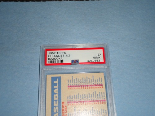 1957 Topps Baseballkarte Checkliste 1/2 Bazooka PSA Graded 5 (MK) EX 42603521 - Bild 2 von 3