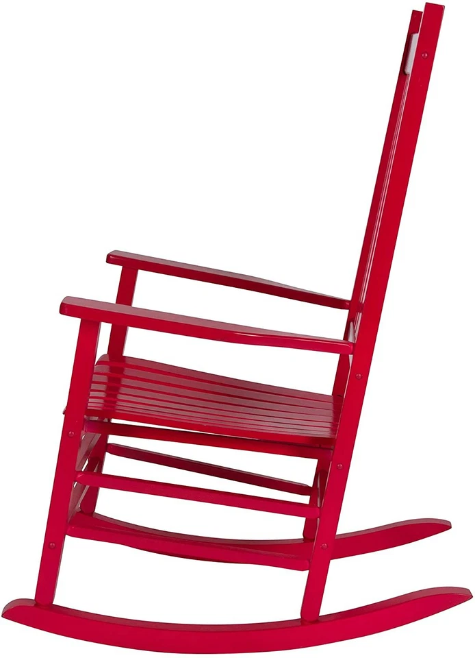 Mecedora Roja Exterior Porche Muebles Pintura Madera Balancín Asiento Cubierta Patio Foto 3 de 4