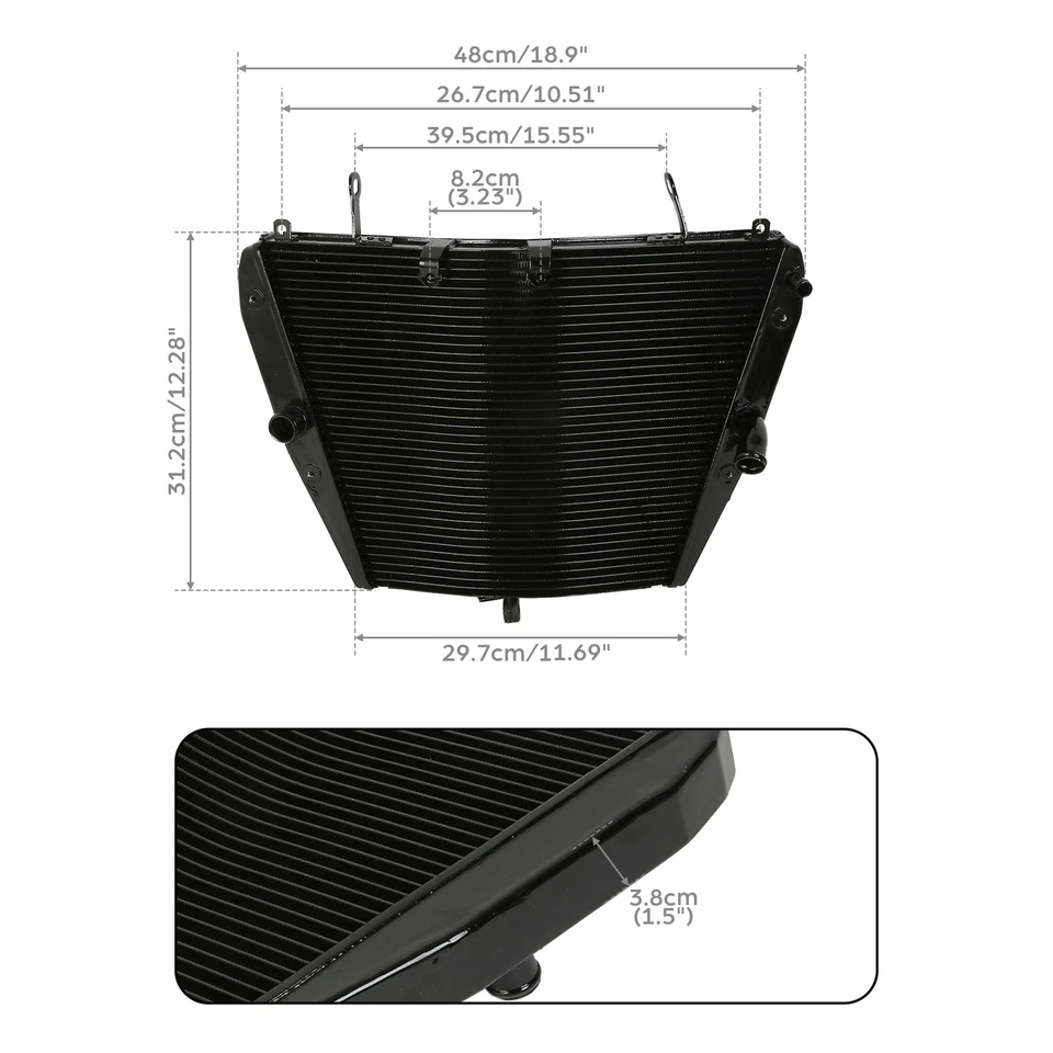 Refrigerador de radiador negro apto para Honda CBR 1000RR 2008 2009 2010 2011 Foto 4 de 4