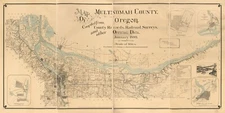 10" x 24" 1889 Map of Multnomah County Oregon Compiled from County Records